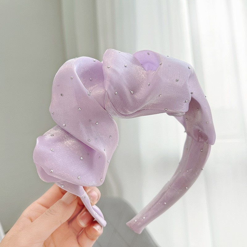 Bòm tóc nhún bèo vải voan nữ tính sang chảnh đeo kèm áo dài sang chảnh Hàn quốc