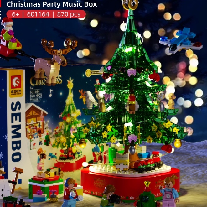 Đồ chơi Lắp ráp Mô hình Sembo 601162 601164 Christmas tree Music Box Snowman Christmas Gift With Lighting quà Giáng sinh