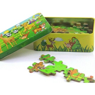 Bộ tranh ghép hình Vườn thú vui nhộn 60 miếng bằng gỗ phát triển trí não cho trẻ