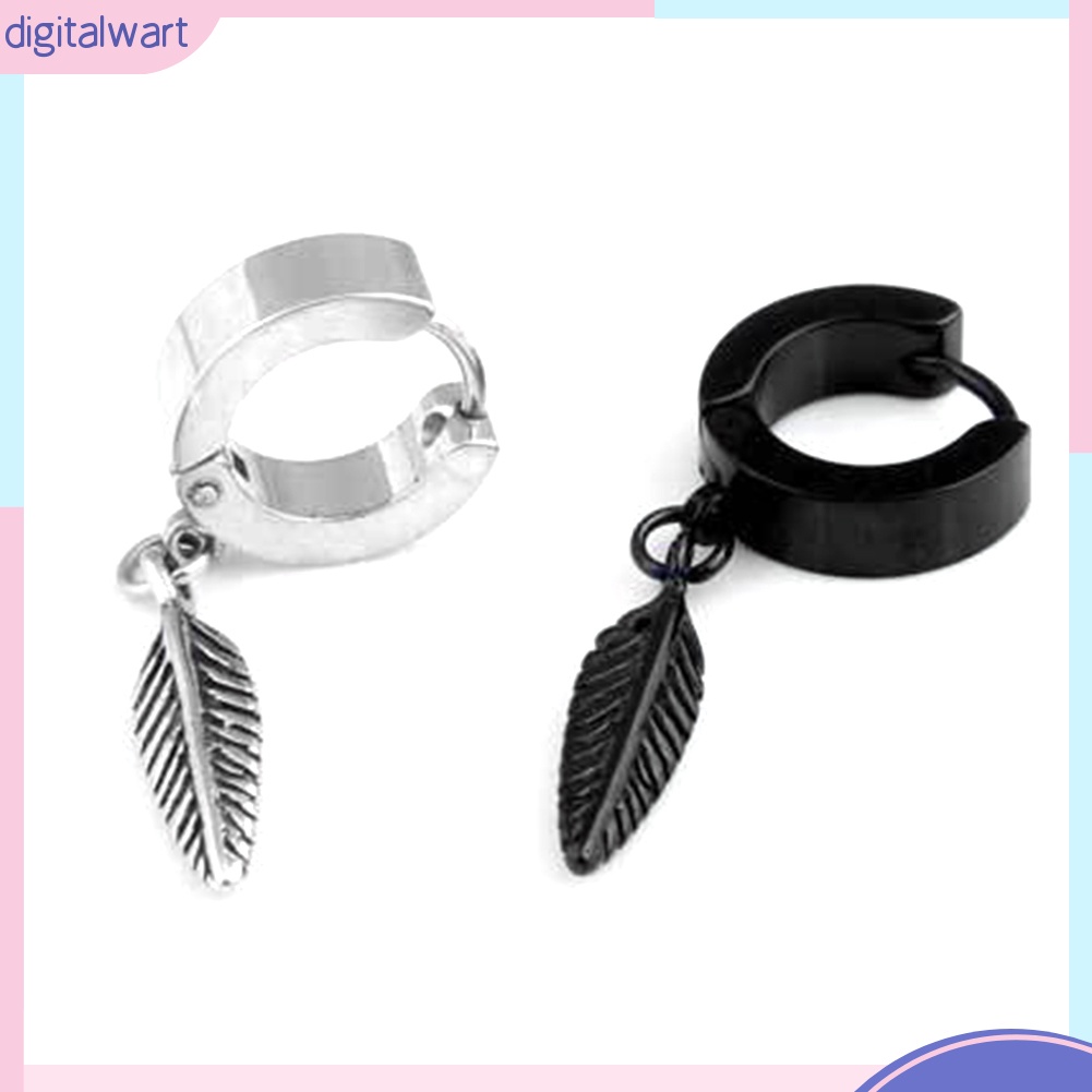 1 Chiếc Bông Tai Hình Lông Vũ Bằng Thép Không Gỉ Cá Tính Dành Cho Nam