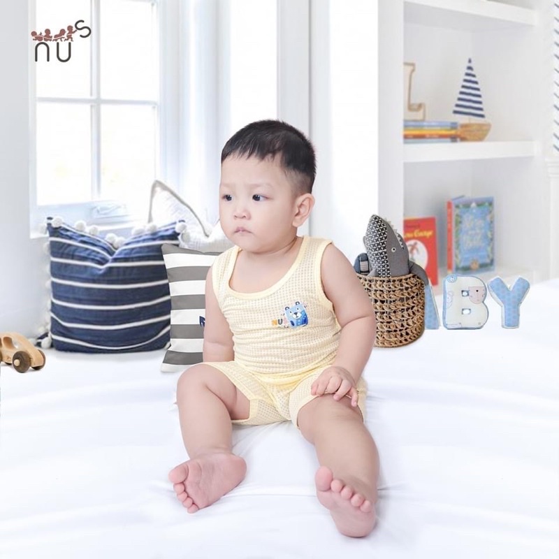 Bộ ba lỗ Nus vải sợi tre thông hơi siêu mềm mát cho bé