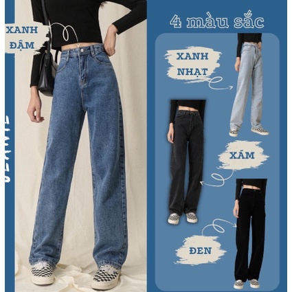 [BEST CHOICE] Quần JEANS BAGGY Unisex Quần Jean Nữ Ống Rộng Quần Bò Xuông Lưng Cao 3 Màu -KOREA STYLE 2022 (Hàng Mới Về)