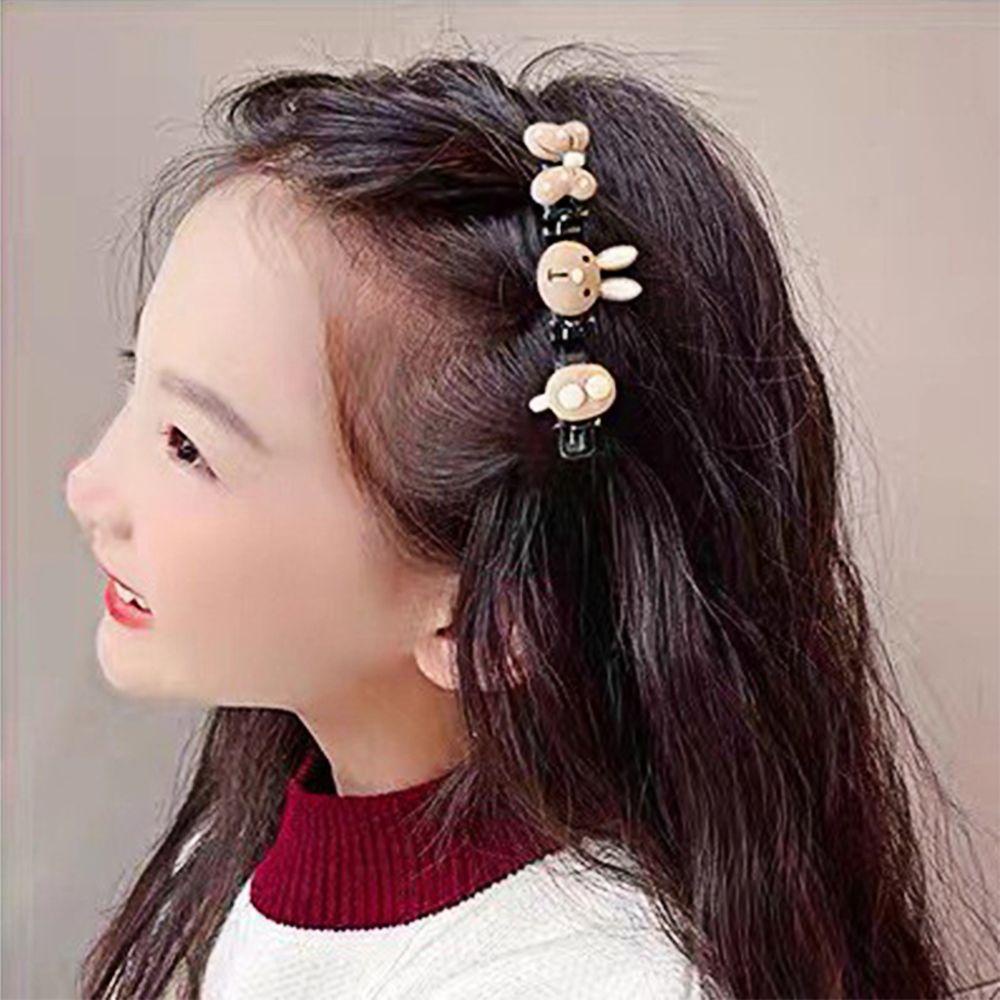 Kẹp Tóc Bện Hình Thỏ Màu Cà Phê Phong Cách Hàn Quốc Ngọt Ngào Cho Bé Gái