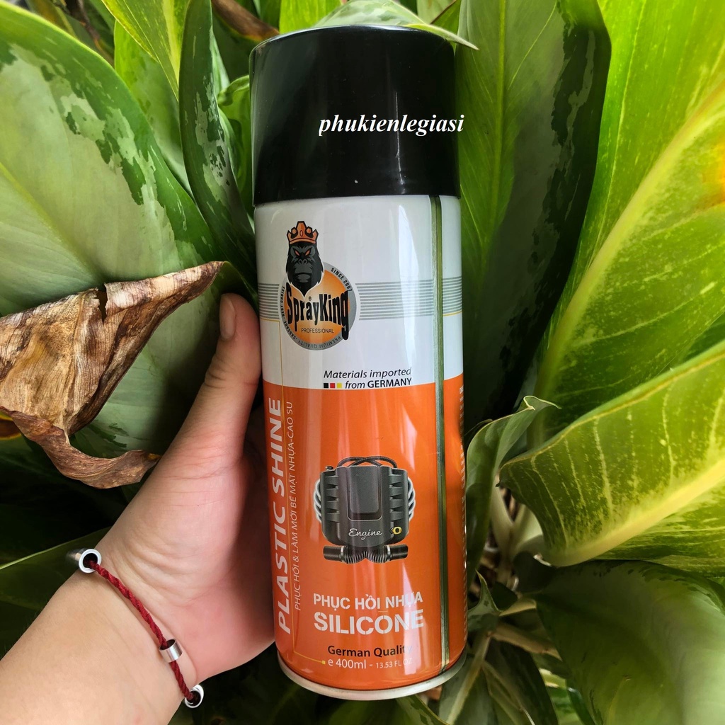 Chai Xịt Phục Hồi Nhựa Nhám Dưỡng Đen Sprayking Plastic Shine 400ml Chai Cam