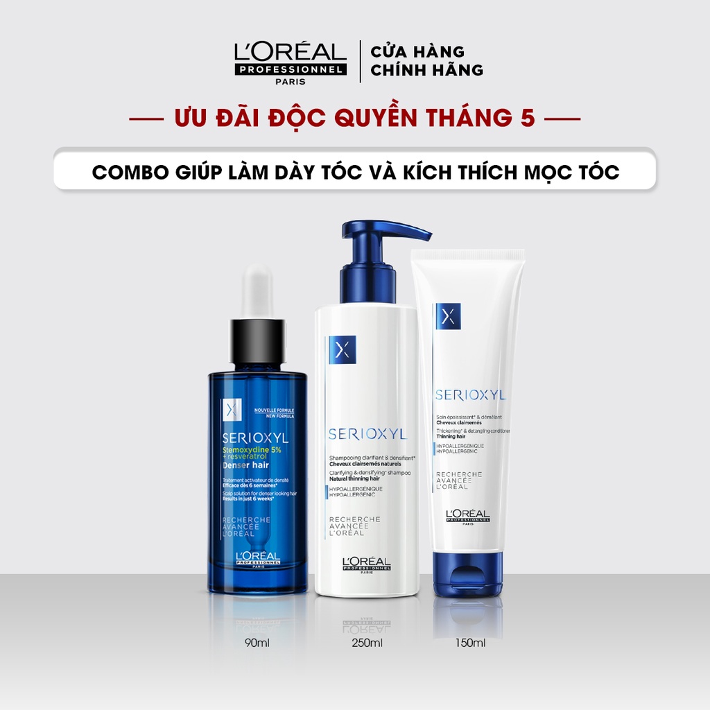 [Mã COSPPD05 giảm 10% đơn 400K] Combo 3 bước kích thích mọc 1000 sợi tóc chỉ trong 6 tuần L'Oréal Professionnel