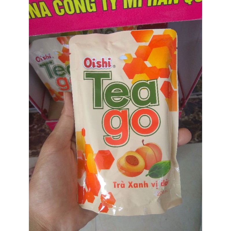 Trà xanh Tea go Oishi vị đào, vị chanh, bưởi, tăng lực gói 200ml