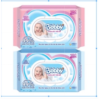 Sét 10 gói khăn ướt Bobby 100 khăn không mùi và có mùi