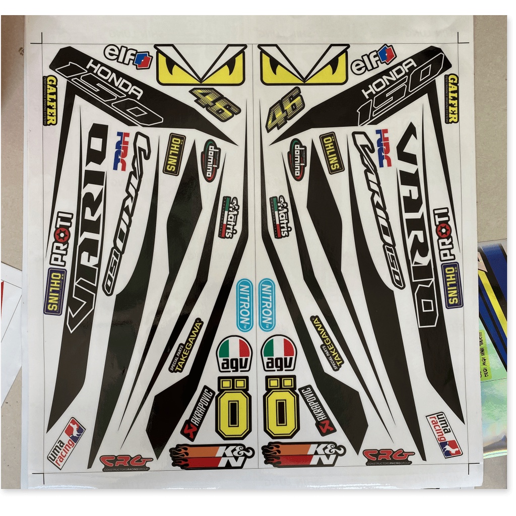 ( Quí khách vui lòng mang ra tiệm cho thợ dán ) Tem vario 150 trắng