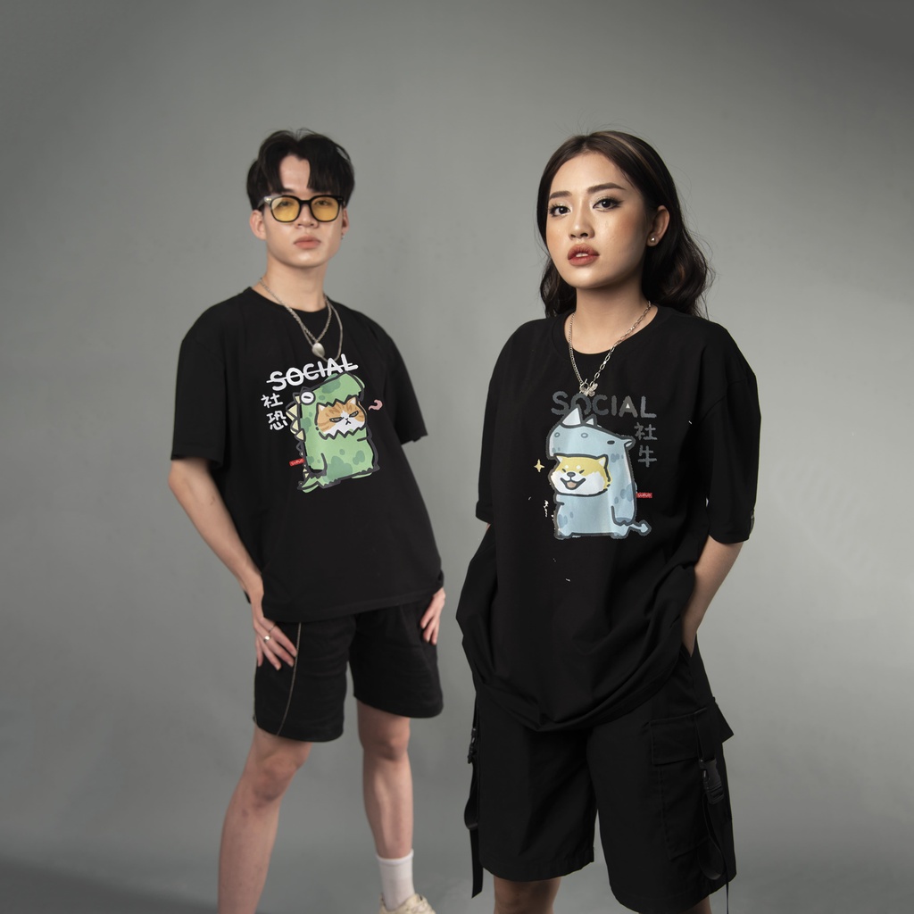 Áo local brand chính hãng Nigust full tag , áo thun khủng long nam nữ couple unisex form rộng N125