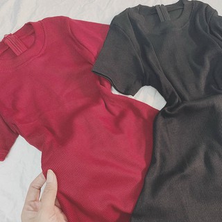 Đầm body thun basic cổ tròn dáng xòe