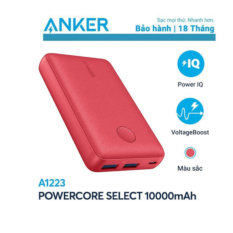 Pin sạc dự phòng ANKER PowerCore Select 10000mAh [ĐEN] - pin dự phòng Anker A1223 - Hàng chính hãng 18 tháng bảo hành