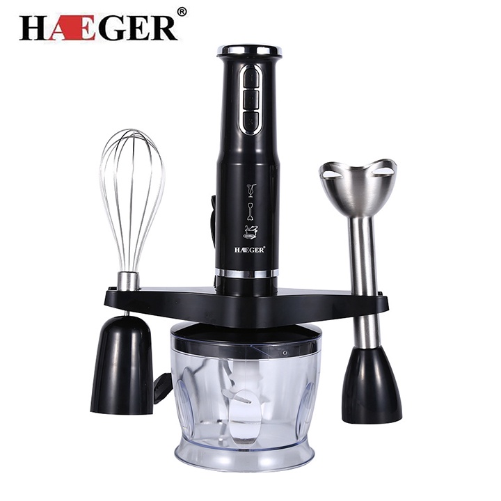 Máy Xay Cầm Tay Đa Năng Haeger 600W, Có 3 Đầu Xay, Xay Thịt, Xay Sinh Tố, Cháo và Đầu Đánh Trứng