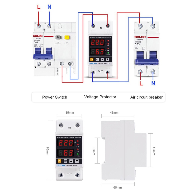 Công Tắc Rơ Le Điện Áp 40A 63A 230V Din Chuyên Dụng Sự Bảo Vệ