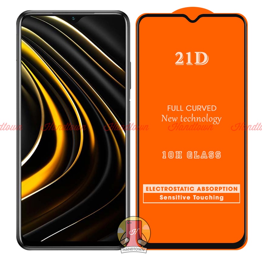 Kính Cường Lực 21D Xiaomi Redmi 9T 9 Power Note 9 4G 2021 Full Màn Full Keo Bảo Vệ Màn khỏi Va Đập Trầy Xước Handtown