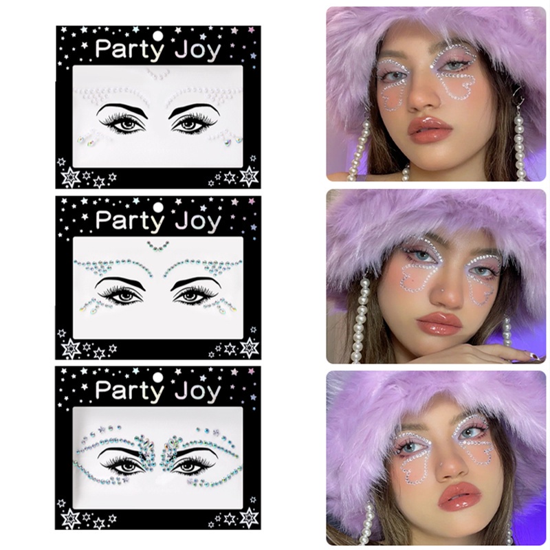 1 Miếng Dán Mặt 3D Tự Dính Chống Thấm Nước Bằng Acrylic Đính Đá Kim Cương Lấp Lánh Tiện Dụng