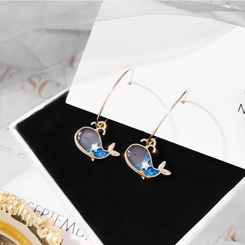 Bông Tai Hình Cá Voi Dễ Thương Thời Trang Cho Nữ