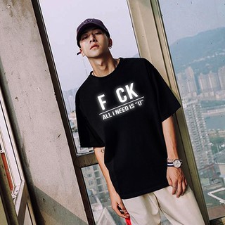 Áo thun tay lỡ phản quang FUCK ALL I NEED U, áo phông unisex phong cách streetwear