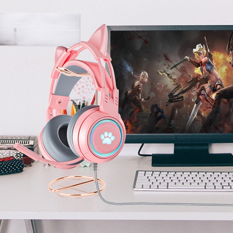 Giá Đỡ Tai Nghe Không Dây Bằng Kim Loại Màu Vàng Hình Tai Nghe Chơi Game
