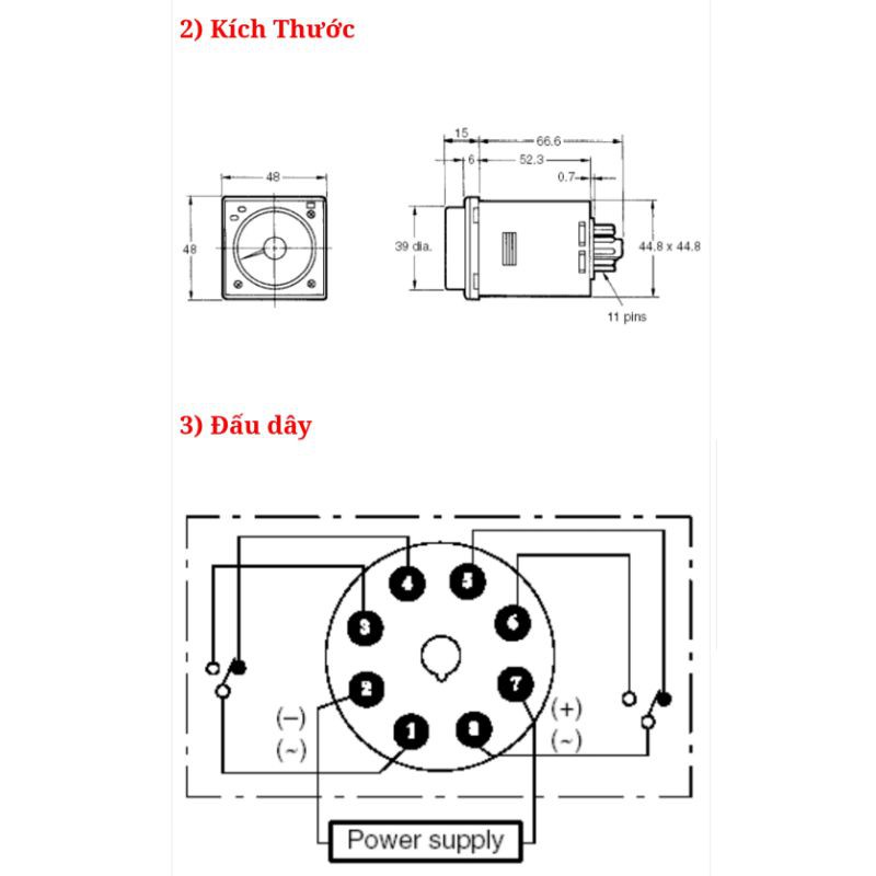 Rơle thời gian Omron H3CR Timer Omron H3CR 0.05s - 300H 12V 24V 220V kèm đế