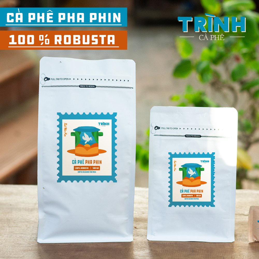 Cà phê  Robusta 100% nguyên chất vị truyền thống đậm đà thơm nồng cafe pha phin ngon gói 500gr từ Trình cà phê