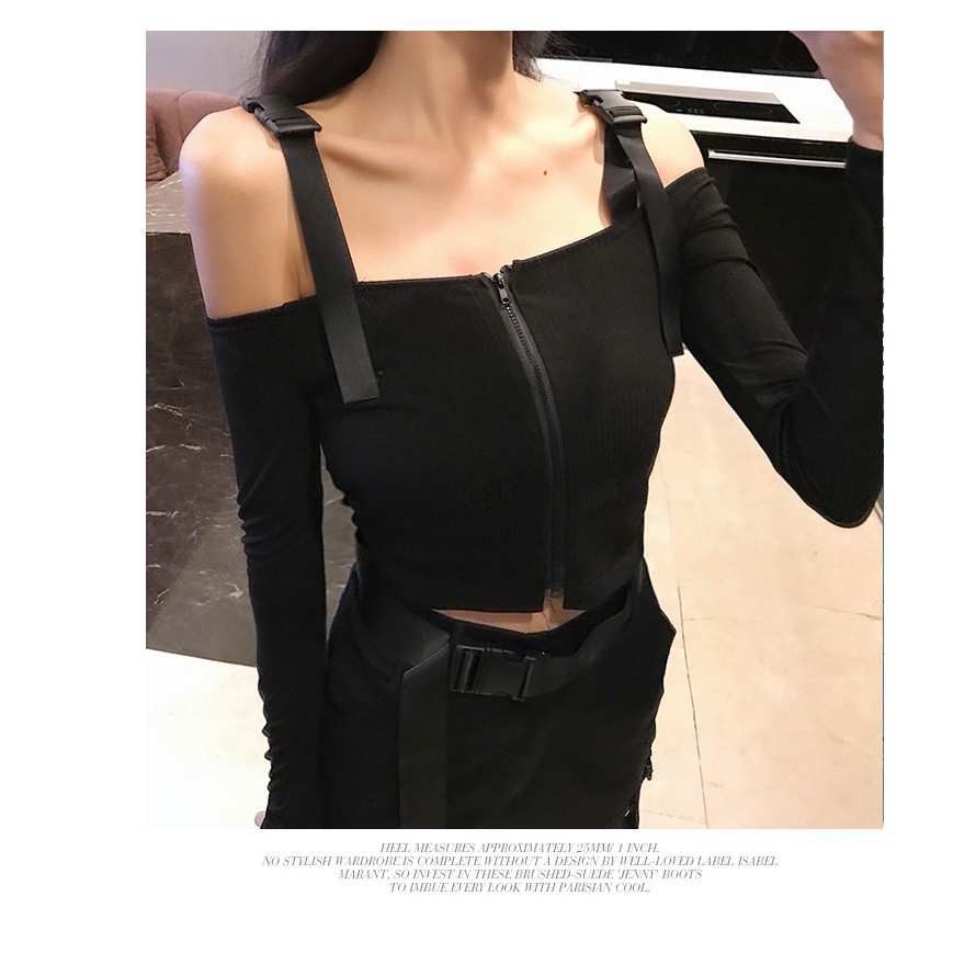 💥SẴN 💥 Set đồ nữ áo croptop body trễ vai có quai - quần jogger kèm đai lưng đen cá tính (Ms D24) | BigBuy360 - bigbuy360.vn