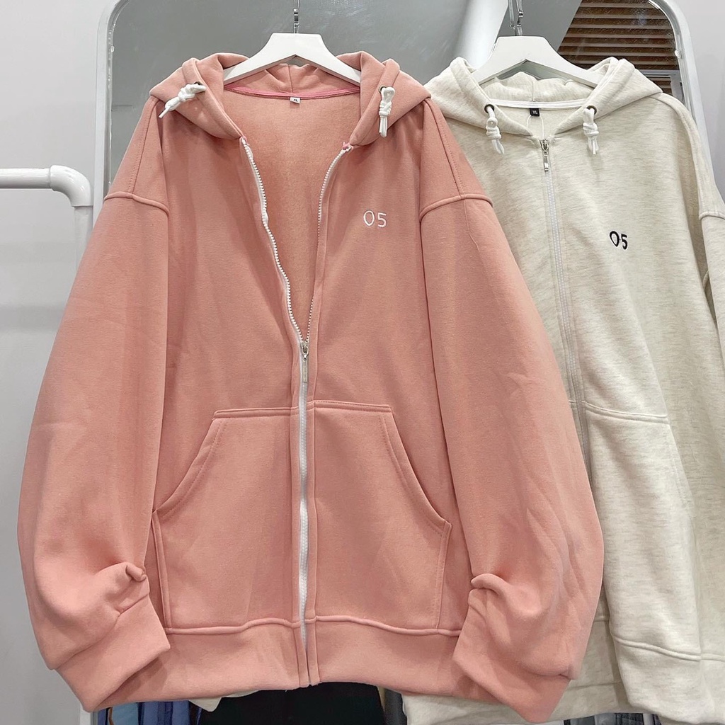 Áo khoác nỉ unisex thêu số 05_Áo khoác nam nữ tay bồng basic, cá tính, hottrend
