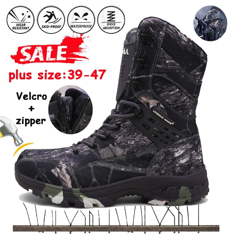 Giày Bốt Quân Đội Chống Thấm Nước Họa Tiết Rằn Ri Phong Cánh Cá Tính Cho Nam Size 39-47 | BigBuy360 - bigbuy360.vn