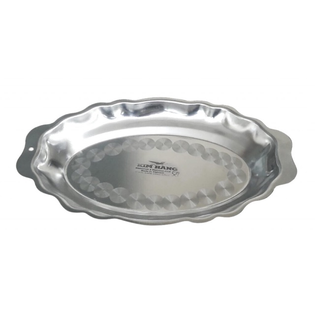 Dĩa khay inox hoa văn KIM HẰNG chính hãng size lớn 40x25cm size nhỏ 35x22cm