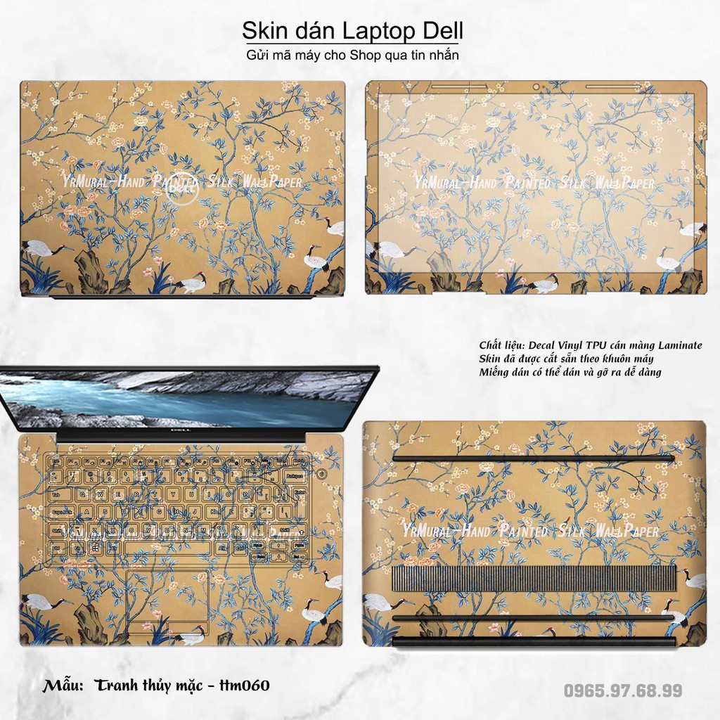 Skin dán Laptop Dell in hình Tranh thủy mặc nhiều mẫu 3 (inbox mã máy cho Shop)