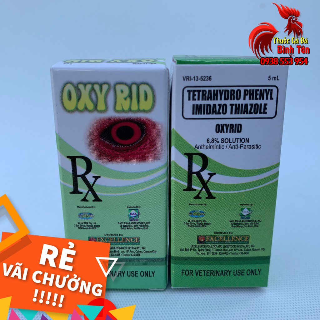 Thuốc Nhỏ Mắt Cho Gà Đá OXY RID -5ml (1 Chai) Trị Đau Mắt, Sưng Mắt, Sán Mắt, Chảy Nước Mắt, Đục Giác Mạc