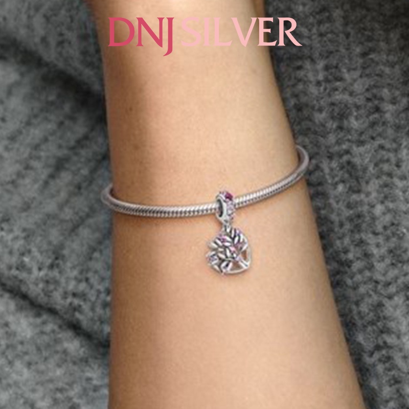 [Hàng cao cấp] Charm bạc 925 cao cấp, hàng chuẩn bạc - Charm Pink Heart Family Tree thích hợp để mix vòng tay charm