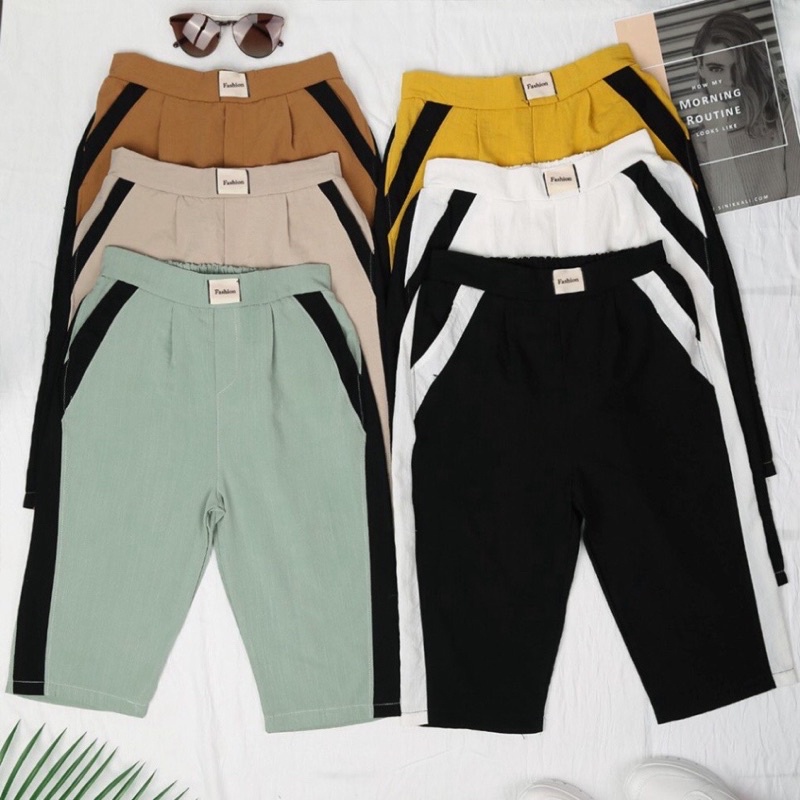 Quần lửng nữ mặc nhà+ ❤️FREESHIP❤️cạp chun, vải đũi hàn cao cấp, thoáng mát, Quần ngố nữ, Quần đi tập thể dục thoải mái