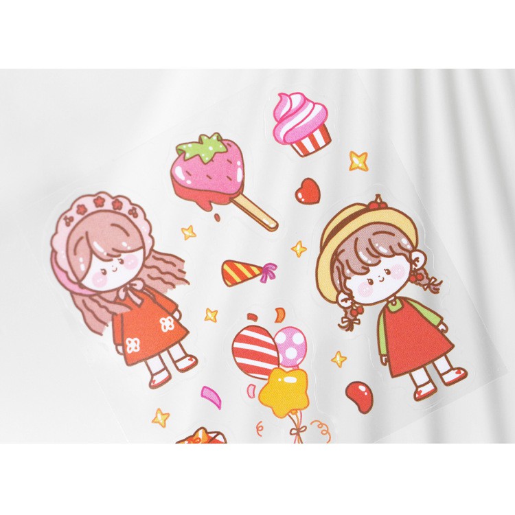 Set 4 Tấm Hình Dán Chống Nước sticker cắt sẵn Họa Tiết Cô Gái Nhật Bản Dễ Thương Dùng Để Trang Trí sổ cốc nước đồ dùng