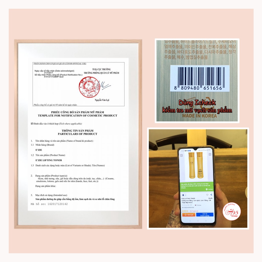 Nước dưỡng hoa hồng dưỡng trắng cân bằng độ ẩm cải thiện nếp nhăn E'ZIE Hàn Quốc 150ml