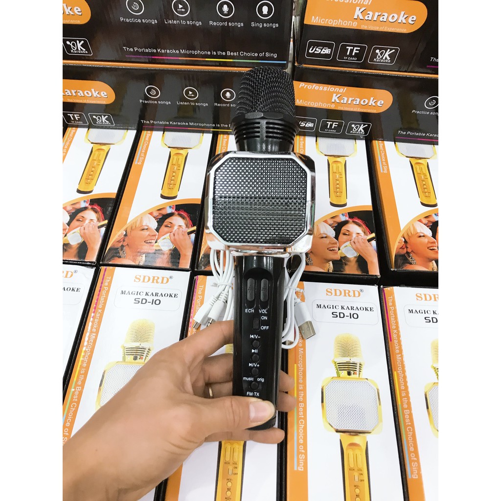 ⚡ GIÁ SỈ ⚡ MICRO KARAOKE BLUETOOTH SD 10 - ÂM THANH CHUẨN - THIẾT KẾ ĐẸP - DỄ SỬ DỤNG