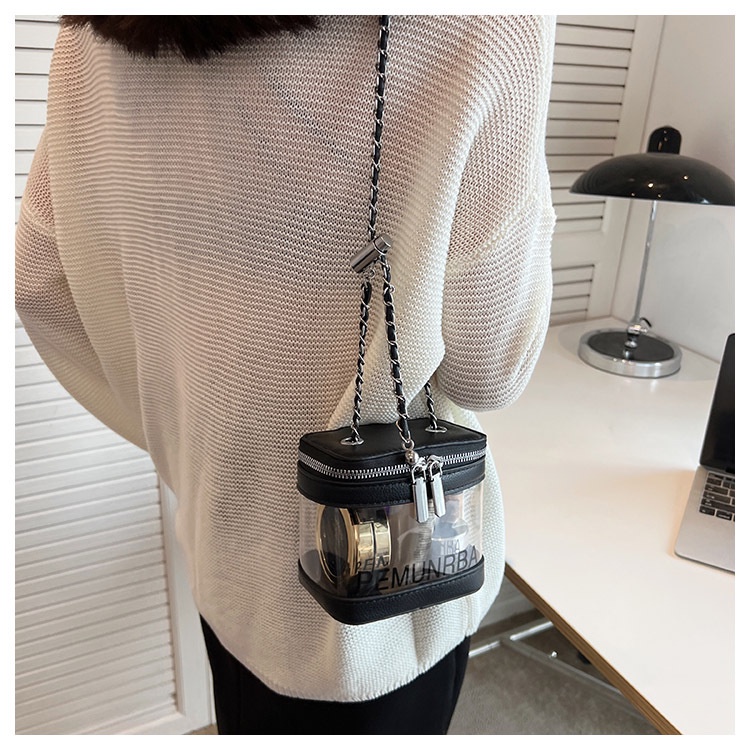 Túi đeo chéo JASMIN NOIR dạng hộp phối dây xích thời trang cho nữ