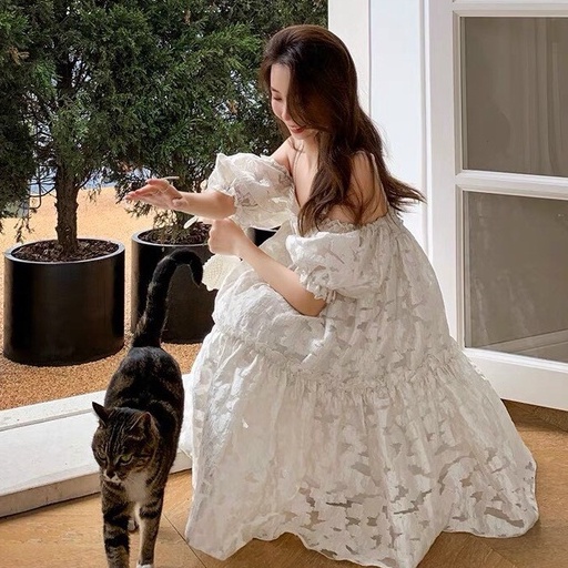 Đầm BabyDoll Chất Vải Lưới Mây Phối Tay Bồng | BigBuy360 - bigbuy360.vn