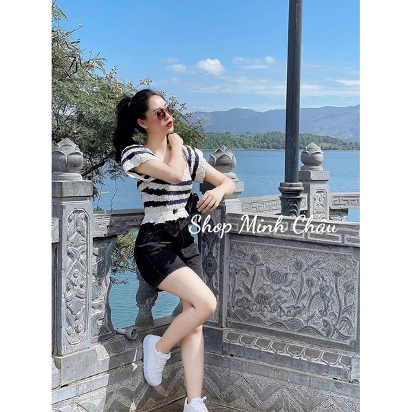 Áo croptop kẻ tay cánh tiên Zarraaa