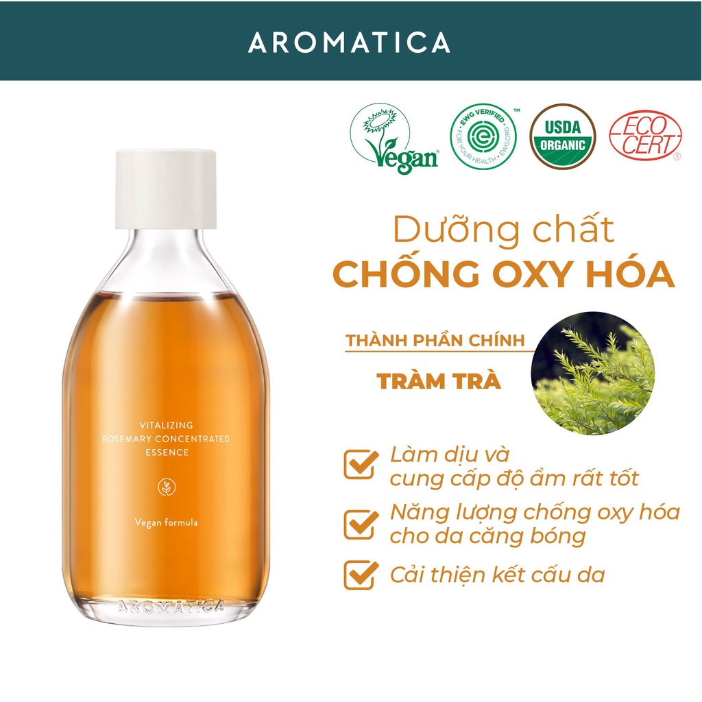 [Hàng Chính Hãng] Tinh Chất Dưỡng Da Giữ Ẩm Aromatica Vitalizing Rosemary Concentrated Essence 100ml