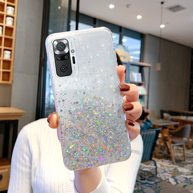 Ốp lưng mềm phối kim tuyến cho Xiaomi Mi Redmi Note 10 Poco F3 X3 Pro