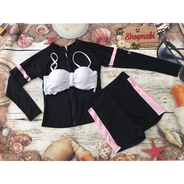 Giá sập sànBikini đồ bơi tay dài kín đáo Qc đen phối hồngSiêu HOT | BigBuy360 - bigbuy360.vn