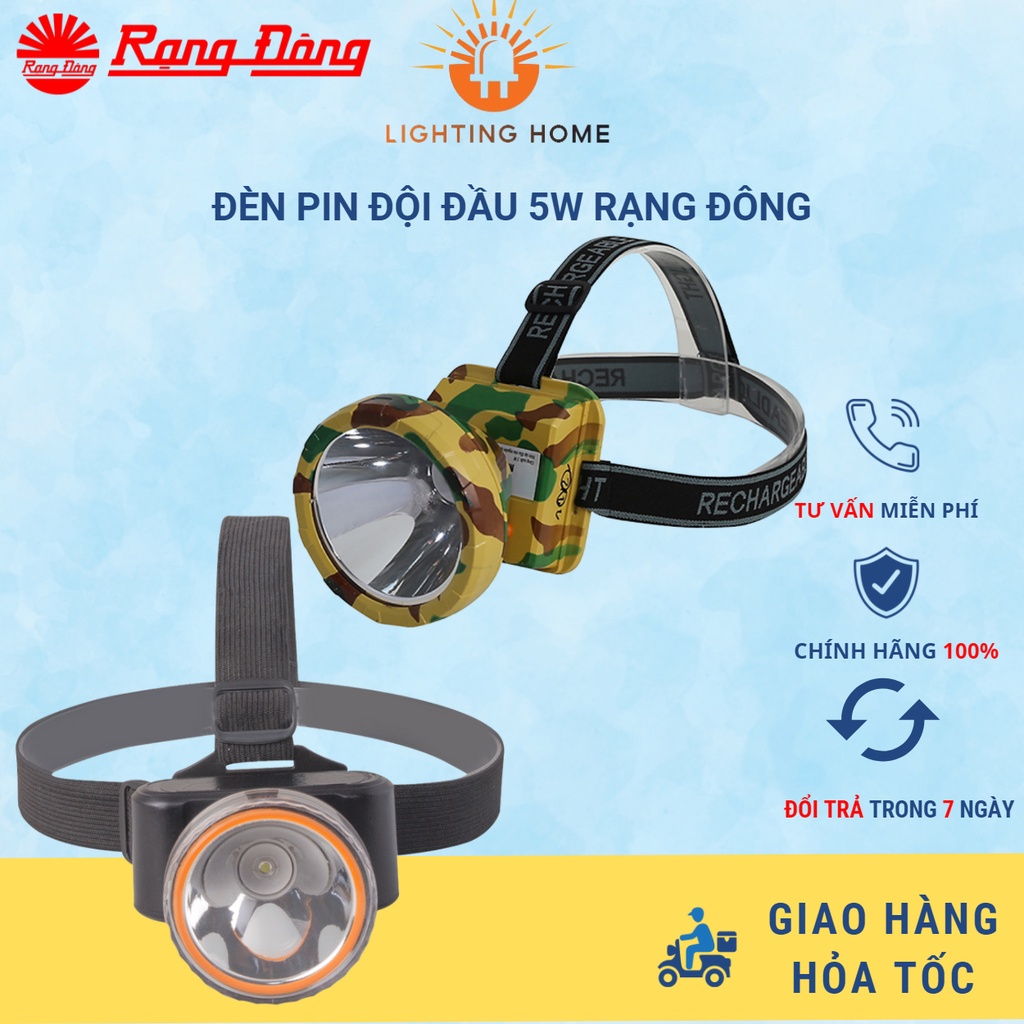 Đèn pin đội đầu 5w RẠNG ĐÔNG sử dụng led chất lượng cao bảo hành 2 năm