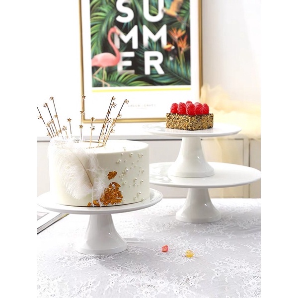 (CAKE STAND) Đế đựng bánh bằng sứ trắng sang trọng