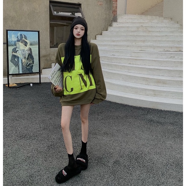 Áo Sweater Tay Dài Dáng Rộng In Chữ Cá Tính Thời Trang Mùa Thu Cho Nữ | BigBuy360 - bigbuy360.vn