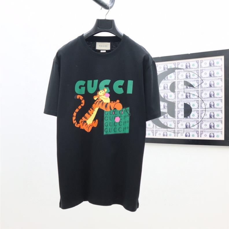 Áo Thun Tay Ngắn Cổ Tròn In LOGO Gucci 2022 + Nhãn Hiệu Hổ Thời Trang Cá Tính ⚡