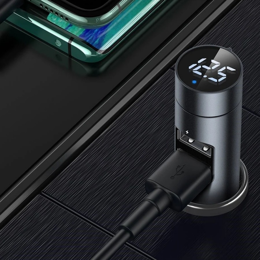 Tẩu sạc đa năng dùng cho xe ô tô Baseus MP3 Charger 5V/3.1A, 2 Ports, Bluetooth 5.0, Touch, LED, AUX/FM LV763