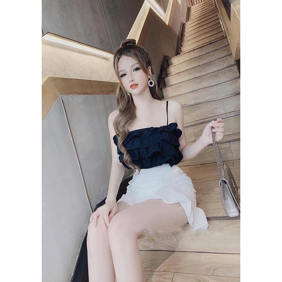 [ Mã WASTAPR giảm 10K đơn 50K] ÁO 2 DÂY 4 TẦNG BÈO - FREESIZE DƯỚI 55KG - CAROTSHOP | BigBuy360 - bigbuy360.vn