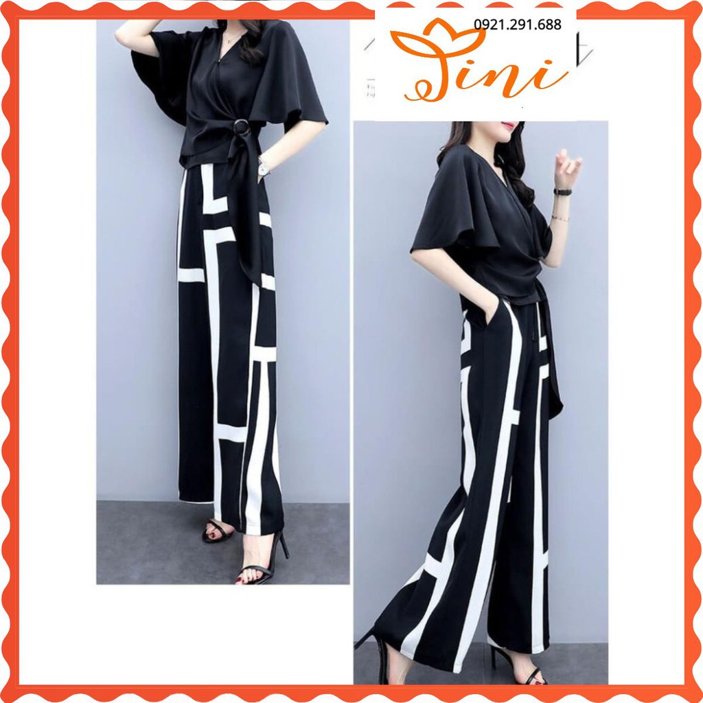 Set Bộ Cách Điệu Cao Cấp - Bộ Áo Lụa Tay Ngắn Quần Dài Xô Nhập Công Sở Siêu Sang Chảnh Cho Nàng Văn Phòng | BigBuy360 - bigbuy360.vn