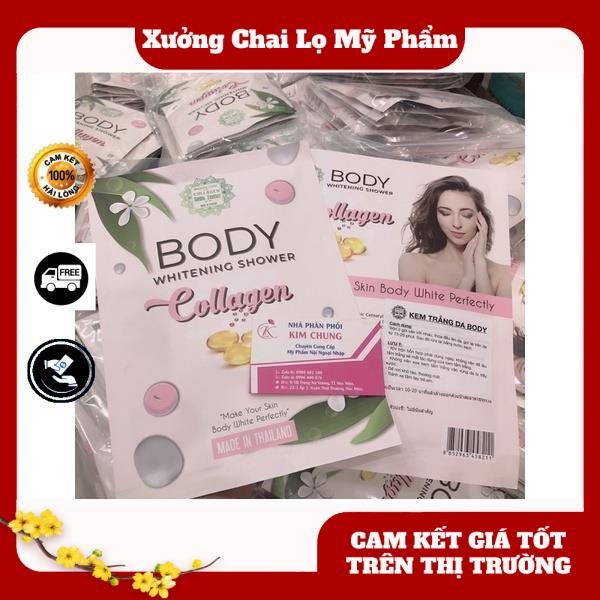 [Hàng chuẩn] Kem và bột tắm Thái Lan Body whitening shower Collagen, nguyên liệu, công thức làm kem trộn trắng da body