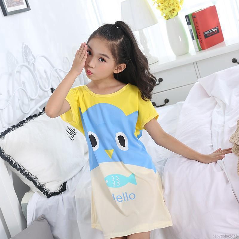 Đầm ngủ thiết kế họa tiết hoạt hình dễ thương cho bé gái